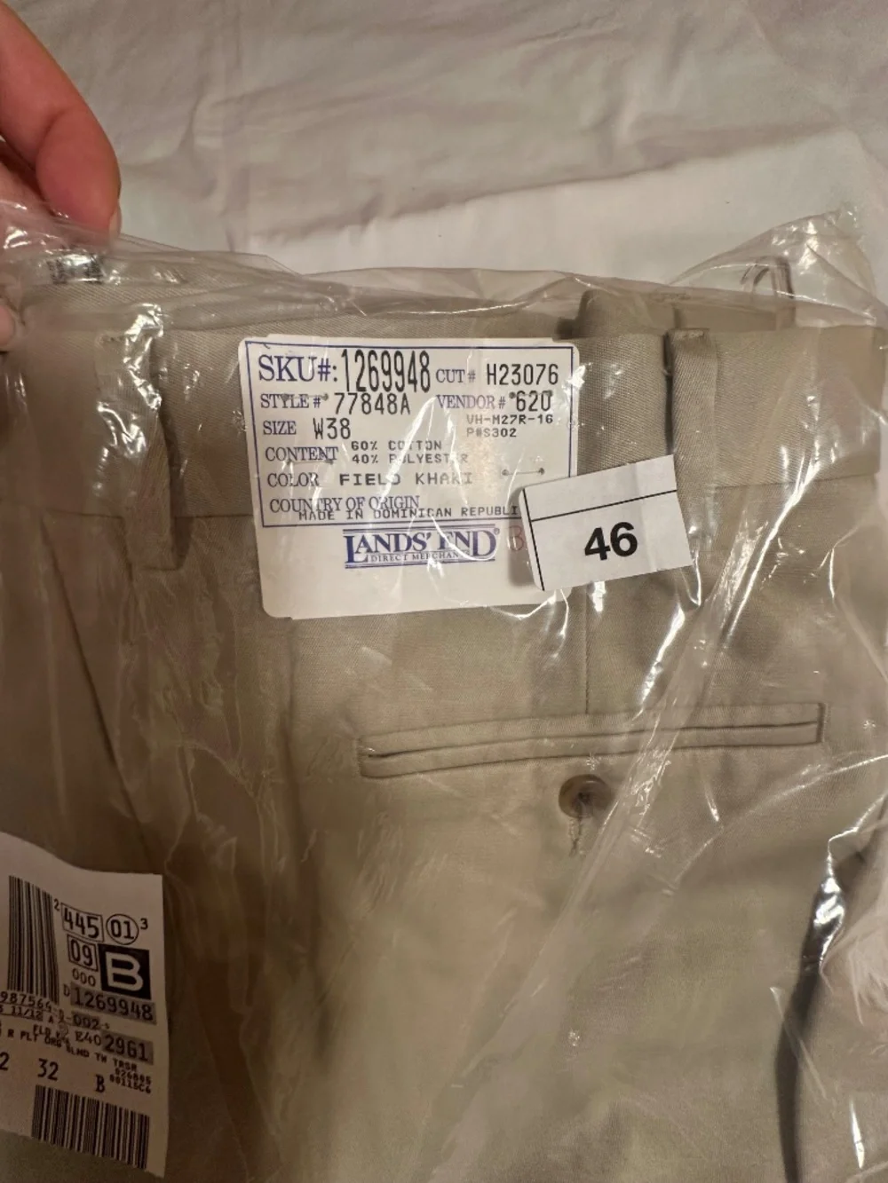 Land's End W38, beige trousers
